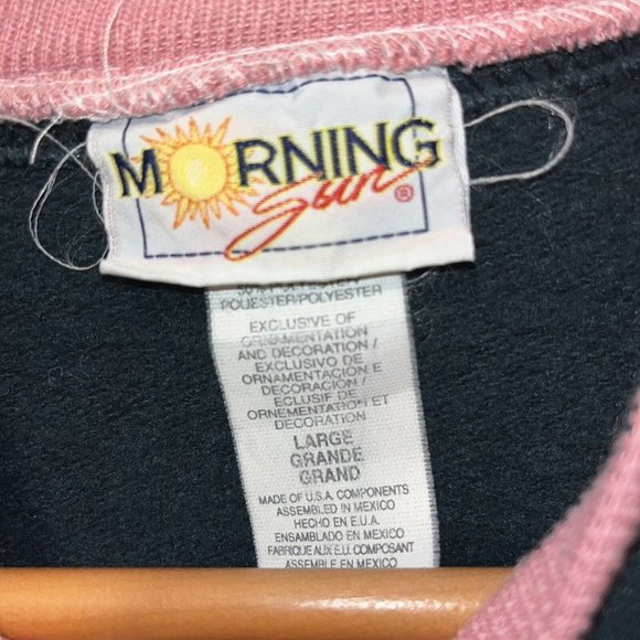 Vintage 90s Morning Sun Pink Roses Collared Crewneck Sweater Size L USA Made - Picture 4 of 7